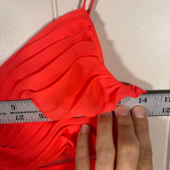 Hailey Logan Adrianna Papell Neon Homecoming Dress Size 7/8 Ruched Chiffon - Picture 12 of 15